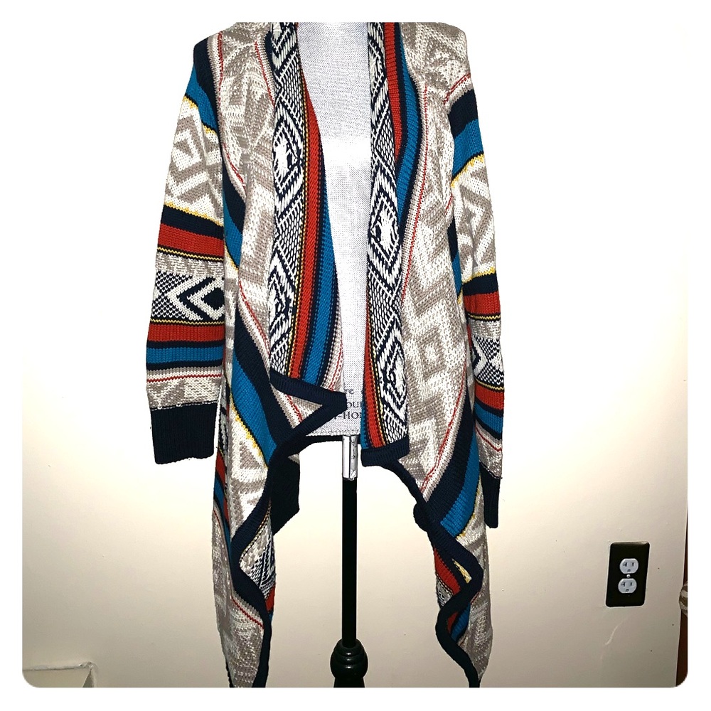Old navy tribal print drape sweater
